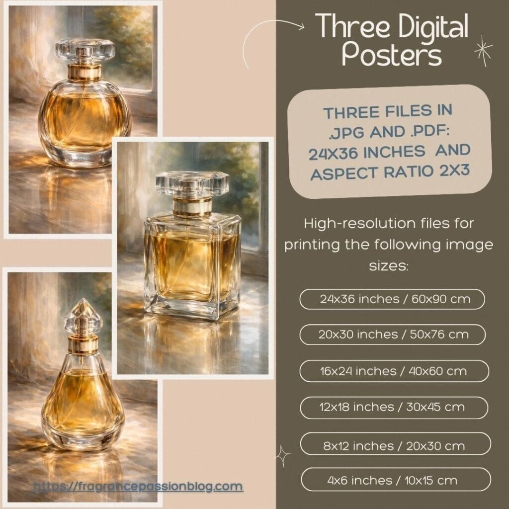 my perfume atelier & shop - three digital posters on buymeacoffee